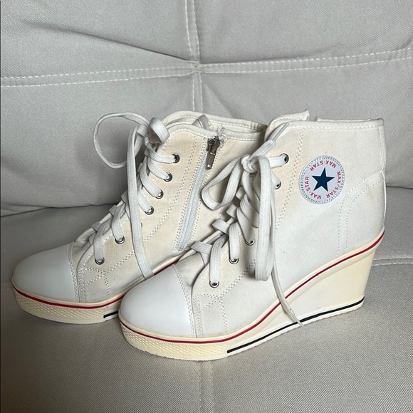 Max Star Shoes - Max Star YuFu Star Woman’s White Wedge High-Top Size 6 EU 39